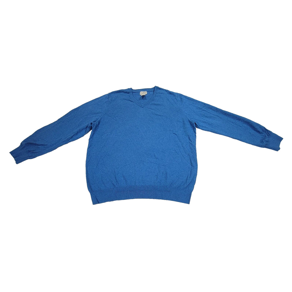 Vintage LL Bean Sweater Mens Size XL Blue Cotton Cashmere Cold Spring RN 71341